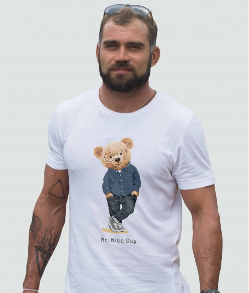 Мъжка тениска с щампа Мечета Mr. Nice guy bear
